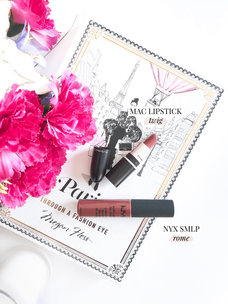 3 winter lip picks - new lune - mac lipstick twig - nyx soft matte lip cream rome