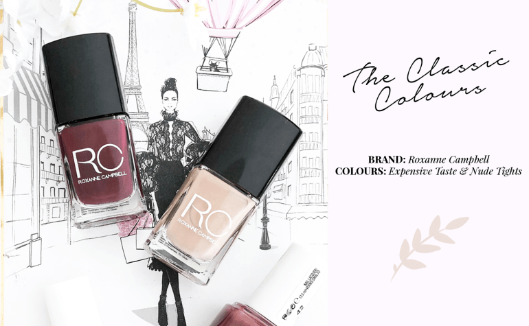 my go-to nail polishes - roxanne campbell - new lune - expensive taste - nude tights