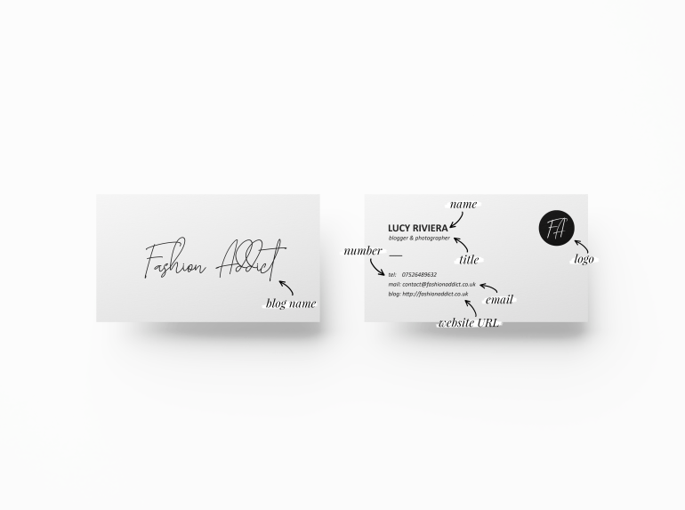 how to create a business card for your blog - business card - brilliant font - fontbundles - new lune - anatomy of a business card