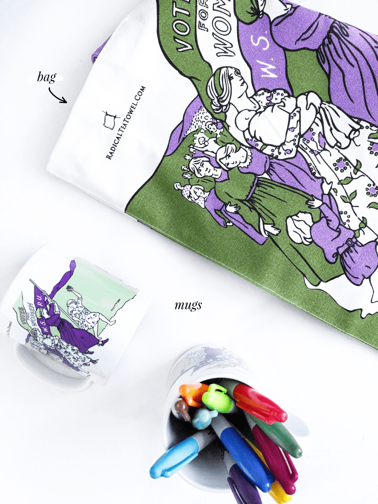 knowing your self worth - radical tea towel - women's march mug - bag - new lune - feminist gifts