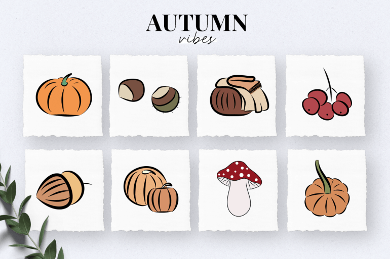 the ultimate fall icons and clipart set - instagram story highlights covers - new lune - autumn 