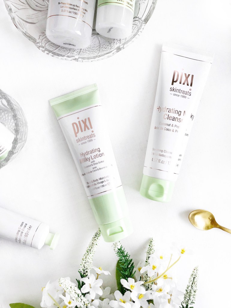 a hydrating skincare routine - pixi - hydrating milky range - lotion - cleanser