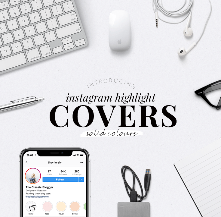 Instagram highlight covers - solid colours - simple highlight covers