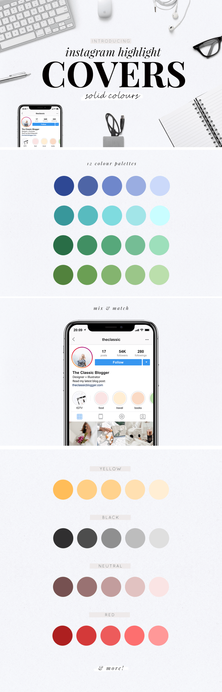 Instagram Highlight Covers - Solid Colours - Simple - New Lune
