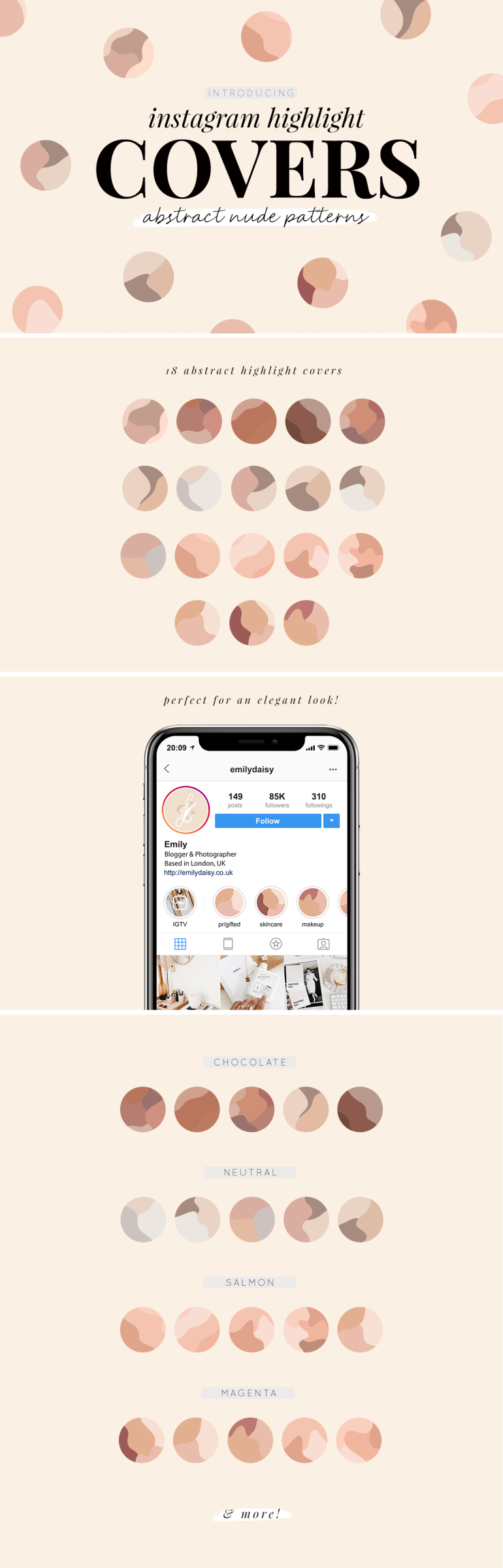 instagram highlight covers - new lune studio - abstract nude patterns