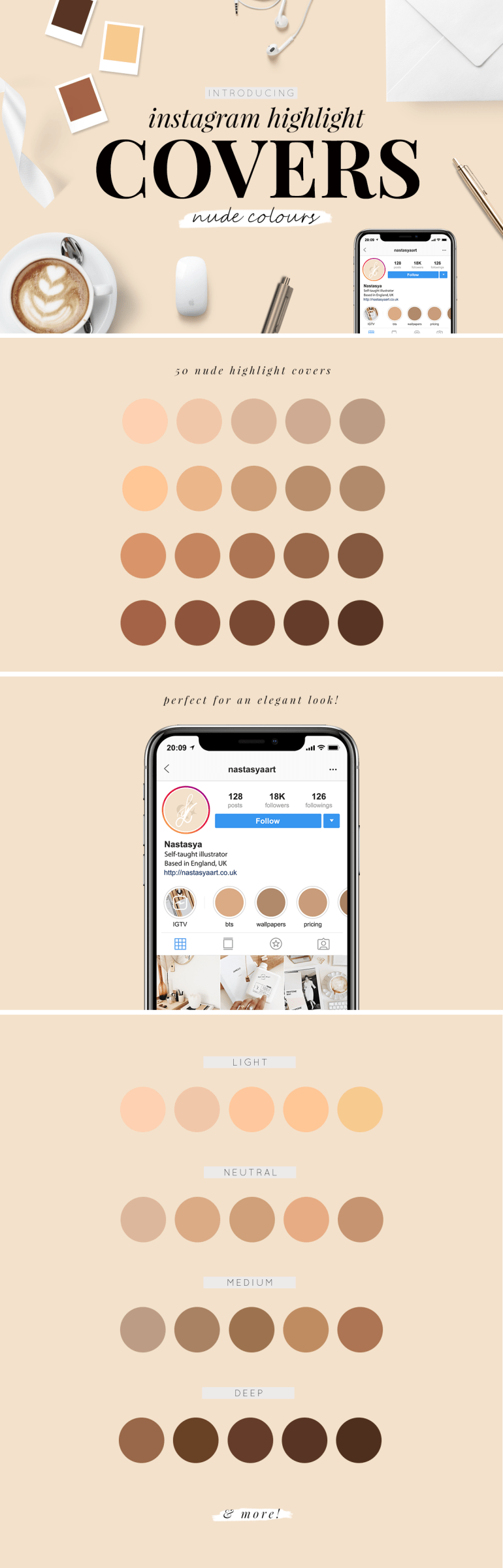 instagram highlight covers - nude colours - new lune studio