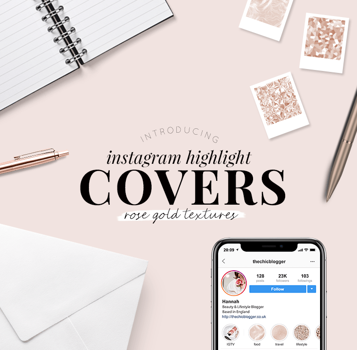 Instagram highlight covers - rose gold textures - pretty highlight covers
