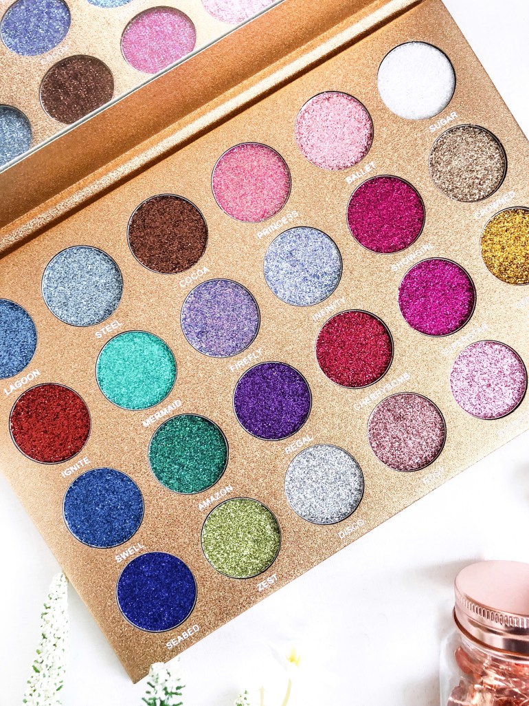 testing the bomb dot com glitter palette by jolie beauty - new lune - glitters
